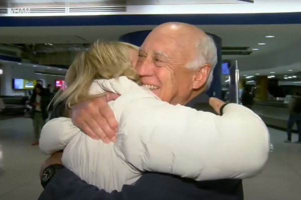 Mr. Dixon Handshaw, 75, meeting his biological siblings for the first time at the airport ahead of the family’s Christmas party.